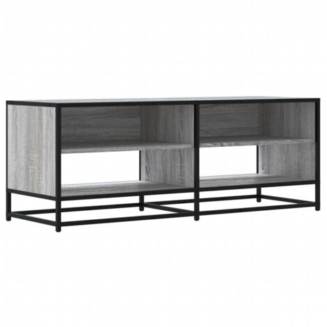 Meuble TV multimédia étagère télévision buffet téléviseur salle à manger salon chambre sonoma 120,5 x 40 x 46 cm bois d'ingénierie et métal gris