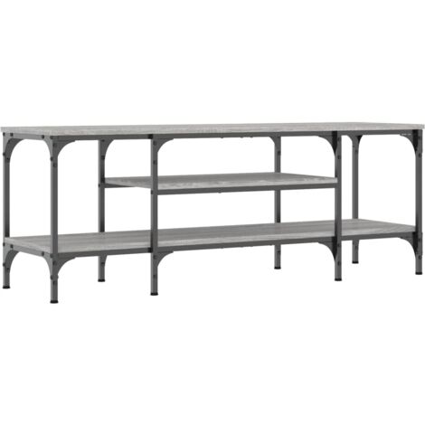 Meuble TV multimédia étagère télévision buffet téléviseur salle à manger salon chambre sonoma 121 x 35 x 45 cm bois d'ingénierie et fer gris