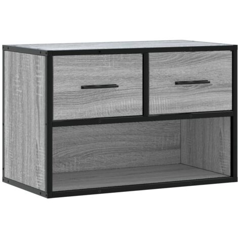 Meuble TV multimédia étagère télévision buffet téléviseur salle à manger salon chambre sonoma 60 x 31 x 39,5 cm bois d'ingénierie et métal gris