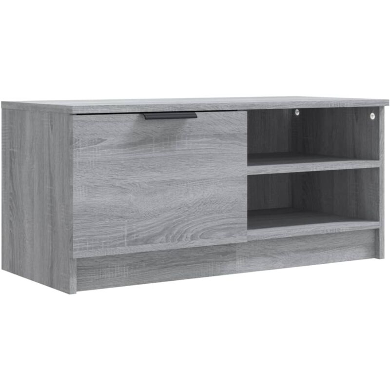 Meuble tv multimédia étagère télévision buffet téléviseur salle à manger salon chambre sonoma 80 x 35 x 36,5 cm bois d'ingénierie gris