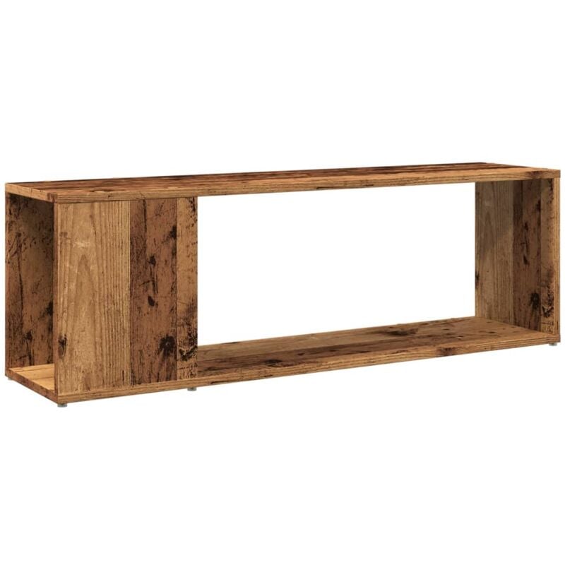Meuble tv multimédia étagère télévision buffet téléviseur salle à manger salon chambre vieux bois 100 x 24 x 32 cm bois d'ingénierie brun