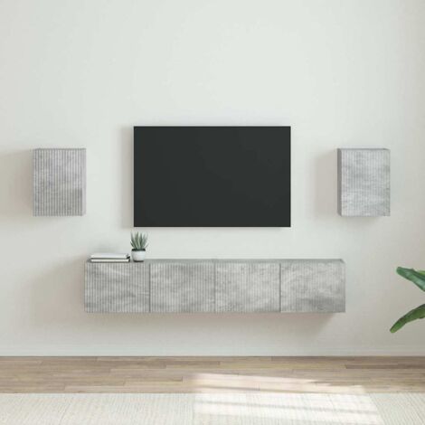 Meuble TV mural 2 pcs-Banc TV-Meuble Télé Béton 30 x 31 x 40 cm Bois d'ingénierie