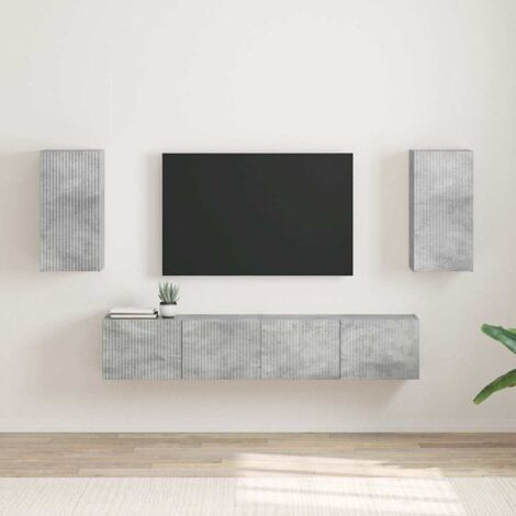 Meuble TV mural 2 pcs-Banc TV-Meuble Télé Béton 30 x 31 x 60 cm Bois d'ingénierie