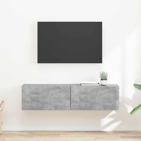 Meuble TV mural 2 pcs-Banc TV-Meuble Télé Béton 60 x 31 x 29.5 cm Bois d'ingénierie 611804