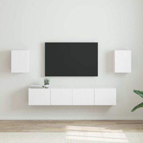 Meuble TV mural 2 pcs-Banc TV-Meuble Télé Blanc 30 x 31 x 40 cm Bois d'ingénierie
