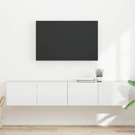 Meuble TV mural 2 pcs-Banc TV-Meuble Télé Blanc Brillant 60 x 31 x 29.5 cm 834354
