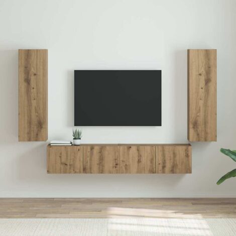 Meuble TV mural 2 pcs-Banc TV-Meuble Télé Chêne artisan 30 x 31 x 100 cm