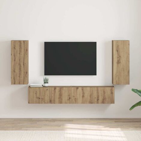 Meuble TV mural 2 pcs-Banc TV-Meuble Télé Chêne artisan 30 x 31 x 80 cm