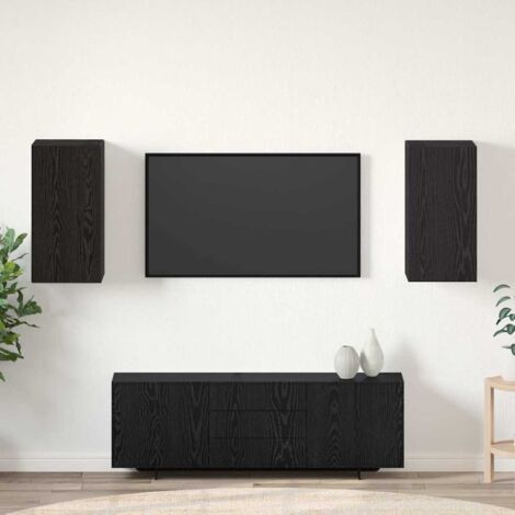 Meuble TV mural 2 pcs-Banc TV-Meuble Télé Chêne noir 30,5 x 30 x 60 cm