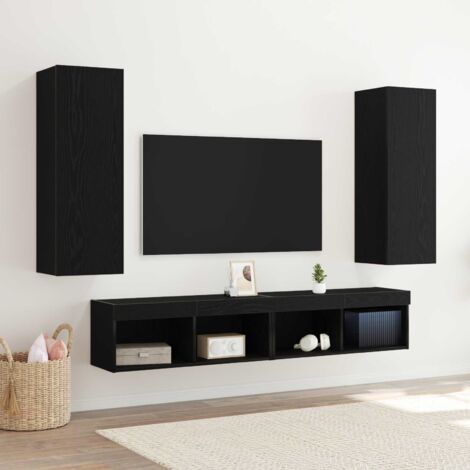 Meuble TV mural 2 pcs-Banc TV-Meuble Télé Chêne noir 30,5 x 30 x 90 cm
