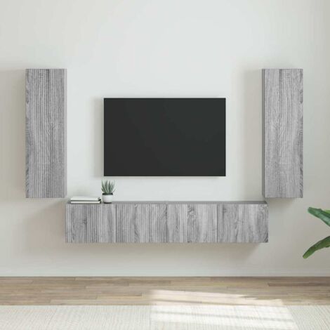Meuble TV mural 2 pcs-Banc TV-Meuble Télé Gris Sonoma 30 x 31 x 100 cm