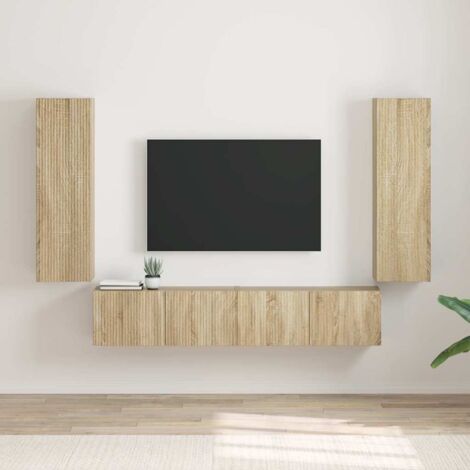 Meuble TV mural 2 pcs-Banc TV-Meuble Télé Sonoma 30 x 31 x 100 cm Bois d'ingénierie