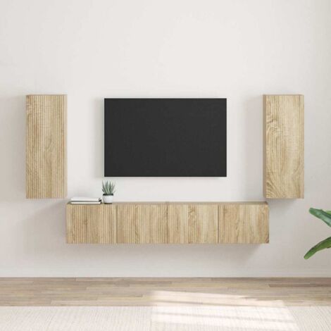 Meuble TV mural 2 pcs-Banc TV-Meuble Télé Sonoma 30 x 31 x 80 cm Bois d'ingénierie