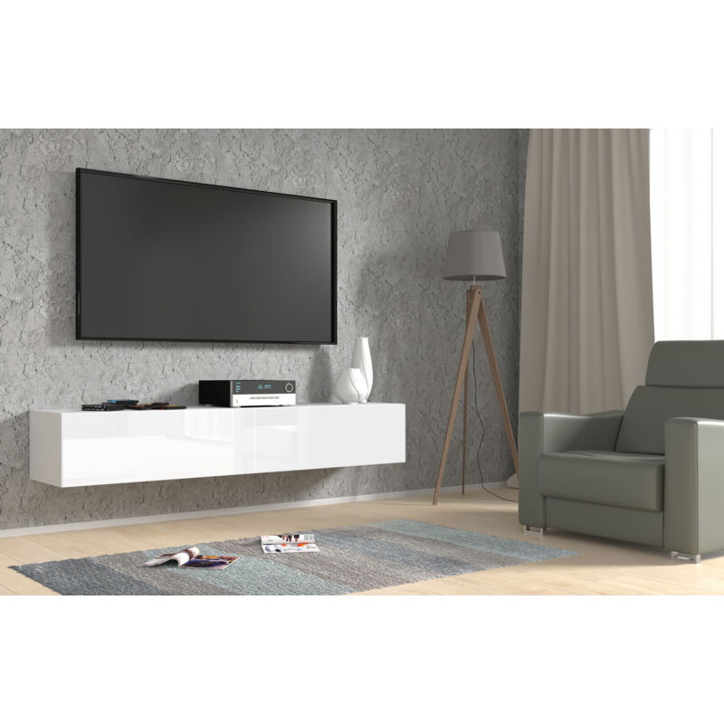 Petits-meubles - Meuble tv mural 2 portes 180 cm Bali Blanc