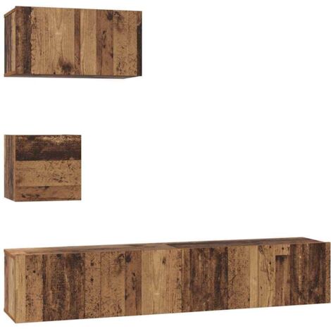 Meuble TV mural 4 pcs，Banc TV，Armoire TV Bois ancien 80 x 30 x 30.5 cm CFW458219