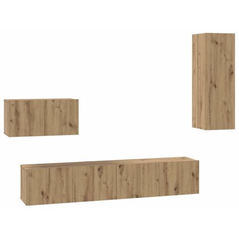 Meuble TV mural 4 pcs,Banc TV,Armoire TV chêne artisanal 200 x 30 x 30 cm CFW771110