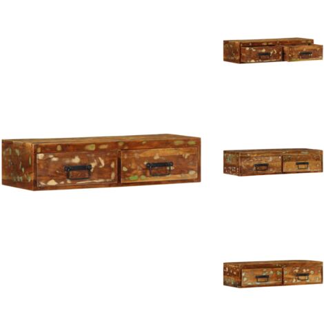 Meuble TV mural 80x30x19 cm bois massif de récupération - Meuble TV Mural - Meubles TV Muraux - Meuble Média - Meuble HiFi