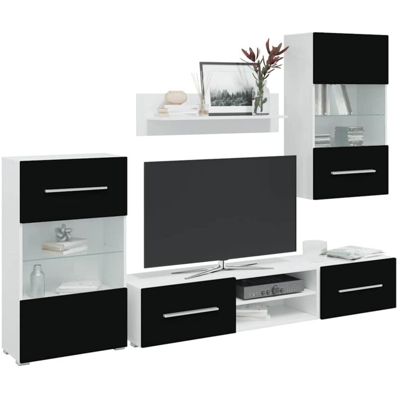 Vidaxl - Meuble tv mural 5 pièces avec éclairage led Noir