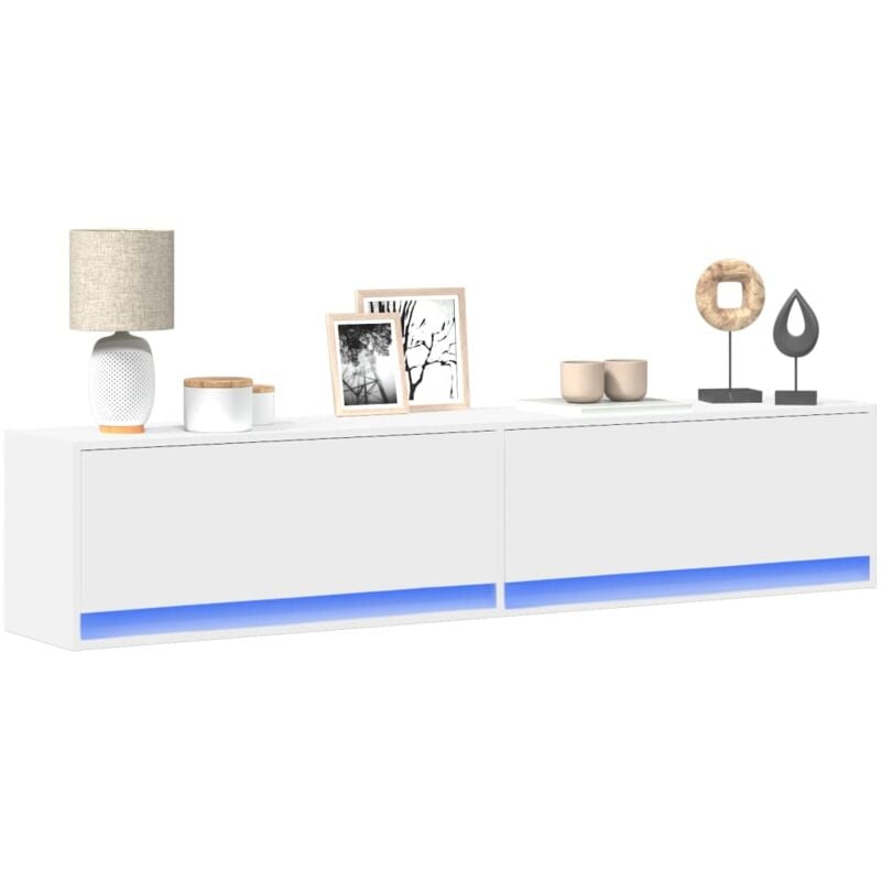 Vidaxl - Meuble tv mural avec led blanc 180x31x38 cm