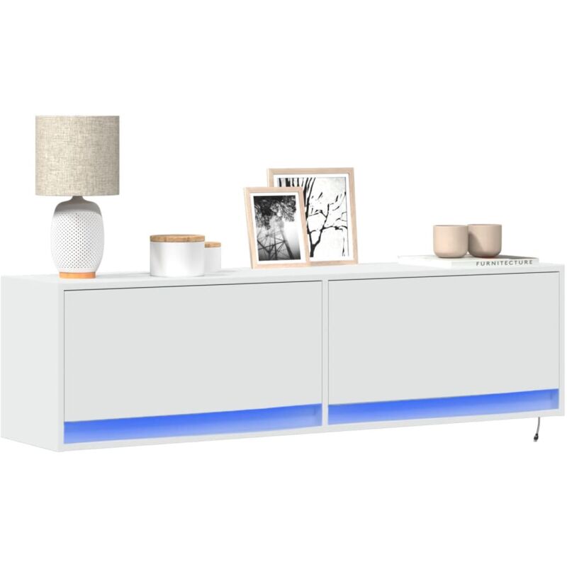 Vidaxl - Meuble tv mural avec lumières led blanc 140x31x38 cm