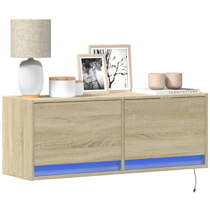Vidaxl - Meuble tv mural avec lumières led chêne sonoma 100x31x35 cm