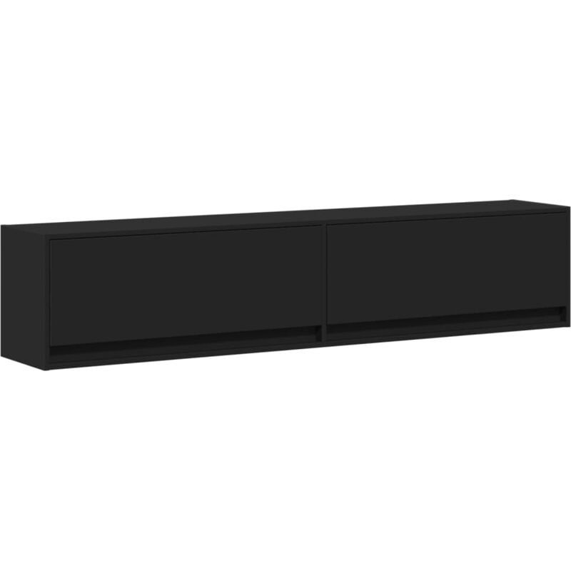 Vidaxl - Meuble tv mural avec led noir 180x31x38 cm