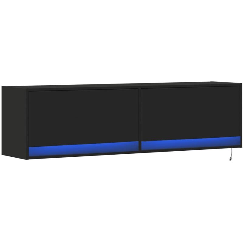 Vidaxl - Meuble tv mural avec lumières led noir 140x31x38 cm
