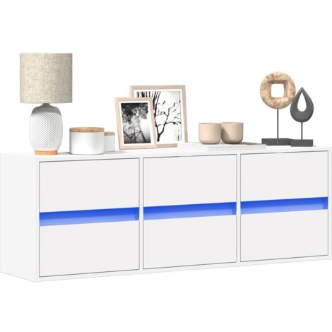 Meuble TV mural avec LED-Banc TV-Meuble Télé blanc 130x31x45 cm 849575