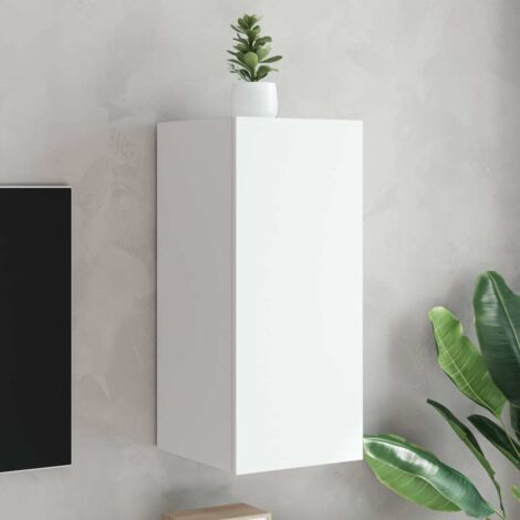 Meuble TV mural avec LED-Banc TV-Meuble Télé blanc 30,5x35x70 cm 225439