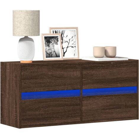Meuble TV mural avec LED-Banc TV-Meuble Télé chêne marron 100x31x45 cm 147822