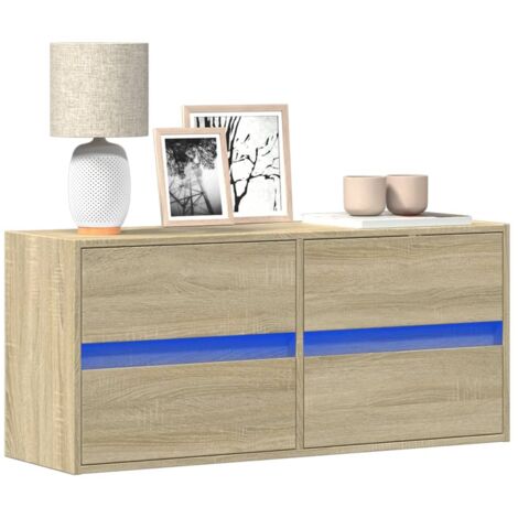 Meuble TV mural avec LED-Banc TV-Meuble Télé chêne sonoma 100x31x45 cm 941936