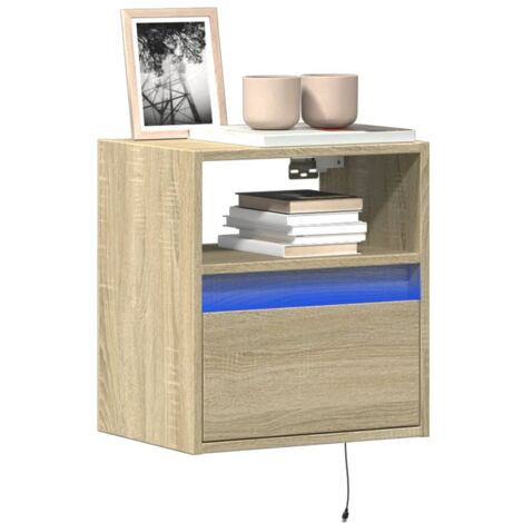 Meuble TV mural avec LED-Banc TV-Meuble Télé chêne sonoma 41x31x45 cm 935189