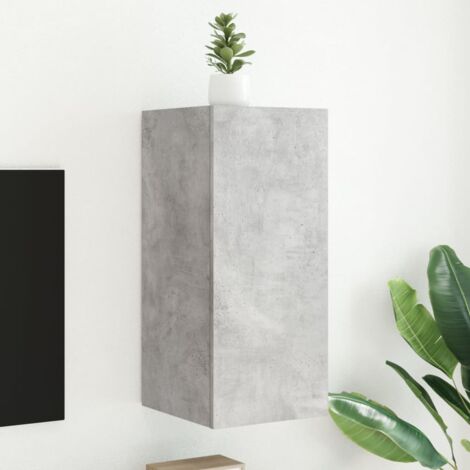 Meuble TV mural avec LED-Banc TV-Meuble Télé gris béton 30,5x35x70 cm 111718