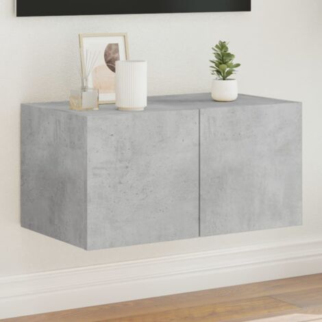Meuble TV mural avec LED-Banc TV-Meuble Télé gris béton 60x35x31 cm 240751