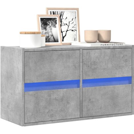 Meuble TV mural avec LED-Banc TV-Meuble Télé gris béton 80x31x45 cm 827039