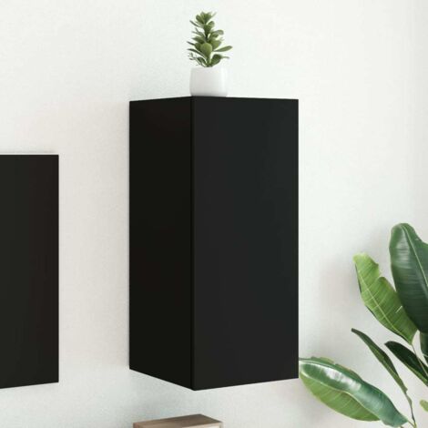 Meuble TV mural avec LED-Banc TV-Meuble Télé noir 30,5x35x70 cm 224140