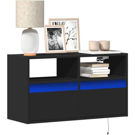 Meuble TV mural avec LED-Banc TV-Meuble Télé noir 80x31x45 cm 788282