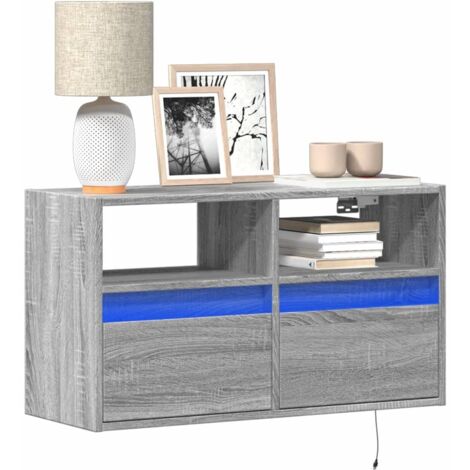 Meuble TV mural avec LED-Banc TV-Meuble Télé sonoma gris 80x31x45 cm 968628