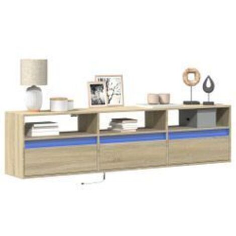 Meuble TV mural avec LED chêne sonoma 180x31x45