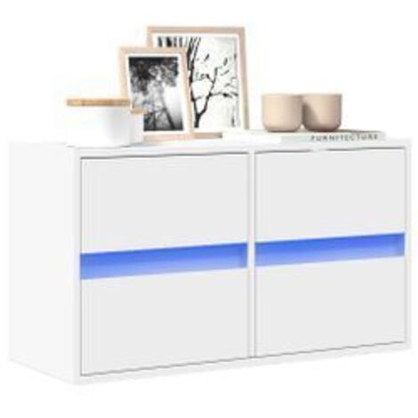 Meuble TV mural avec lumières LED blanc 80x31x45