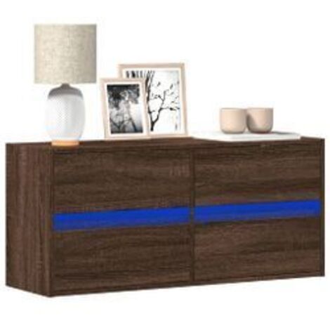 Meuble TV mural avec lumières LED chêne marron 100x31x45