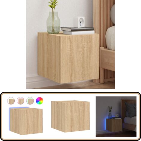 Meuble TV mural avec lumières LED chêne sonoma 30,5x35x30 cm - Meuble Tv Mural - Armoire Tv Murale - Étagère Murale - Éclairage Led Rgb - Rangement Mural