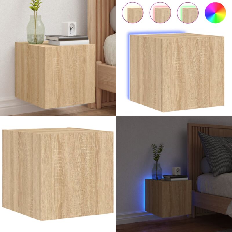 Vidaxl - Meuble tv mural avec lumières led chêne sonoma 30,5x35x30 cm - Meuble Tv Mural - Armoire Tv Murale - Étagère Murale - Éclairage Led Rgb
