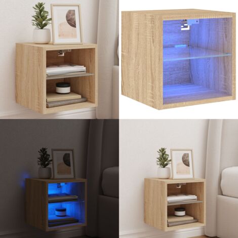 Meuble TV mural avec lumières LED chêne sonoma 30x28,5x30 cm - Meuble Tv Mural - Armoire Tv Murale - Éclairage Led Rgb - Rangement Mural - Design Moderne - Home & Living