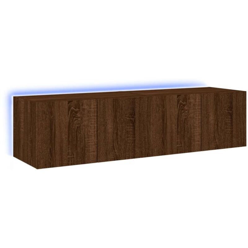 Vidaxl - Meubles tv muraux lumières led 2 pcs chêne marron 60x35x31 cm