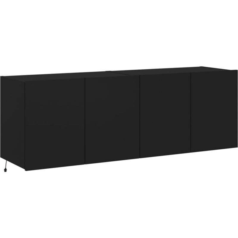 Vidaxl - Meubles tv muraux avec lumières led 2 pcs noir 60x35x41 cm