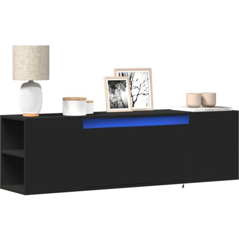Meuble TV mural avec lumières LED noir 135x31x39,5 cm vidaXL