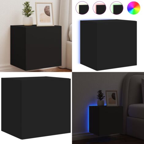 Meuble TV mural avec lumières LED noir 40,5x35x40 cm - Meuble Tv Mural - Armoire Tv - Éclairage Led Rgb - Rangement Mural - Design Moderne - Home & Living