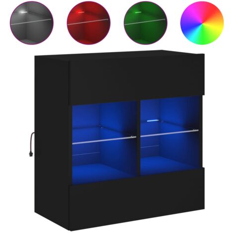 Meuble TV mural avec lumières LED noir 58,5x30x60,5