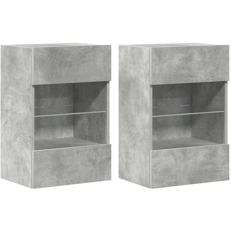 Vidaxl - Meubles tv muraux et lumières led 2pcs gris béton 40x30x60,5 cm